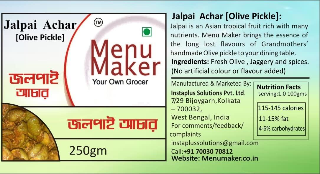 Menu Maker Menu Maker Select Premium Kuler Achar [Sweet & Sour Berry Pickle] and Jalpai Achar [Olive Pickle] Combo Pack, 250g Each