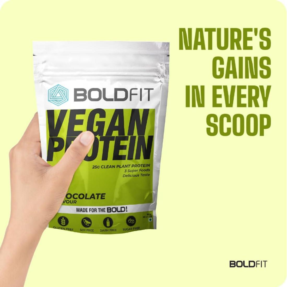 Boldfit Boldfit Plant Based Protein Powder Easy to Digest Protein Supplement for Men & Women Vegan Plant Protein with Turmeric Extract, Bromelain, Piperine Helps in Faster Absorption & Bloating - Chocolate 500gm