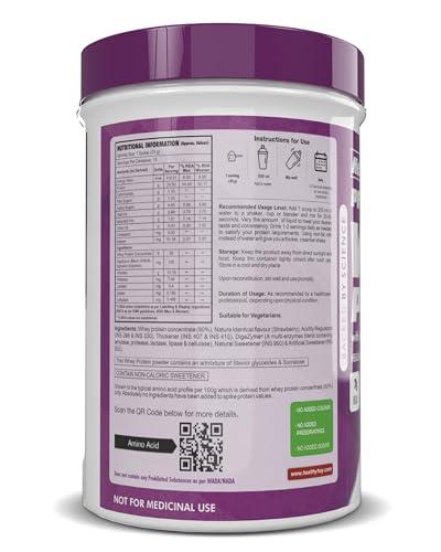 HealthyHey Sports HealthyHey Sports Whey Protein Concentrate - Helps in Muscle Synthesis (Strawberry, 500gm)