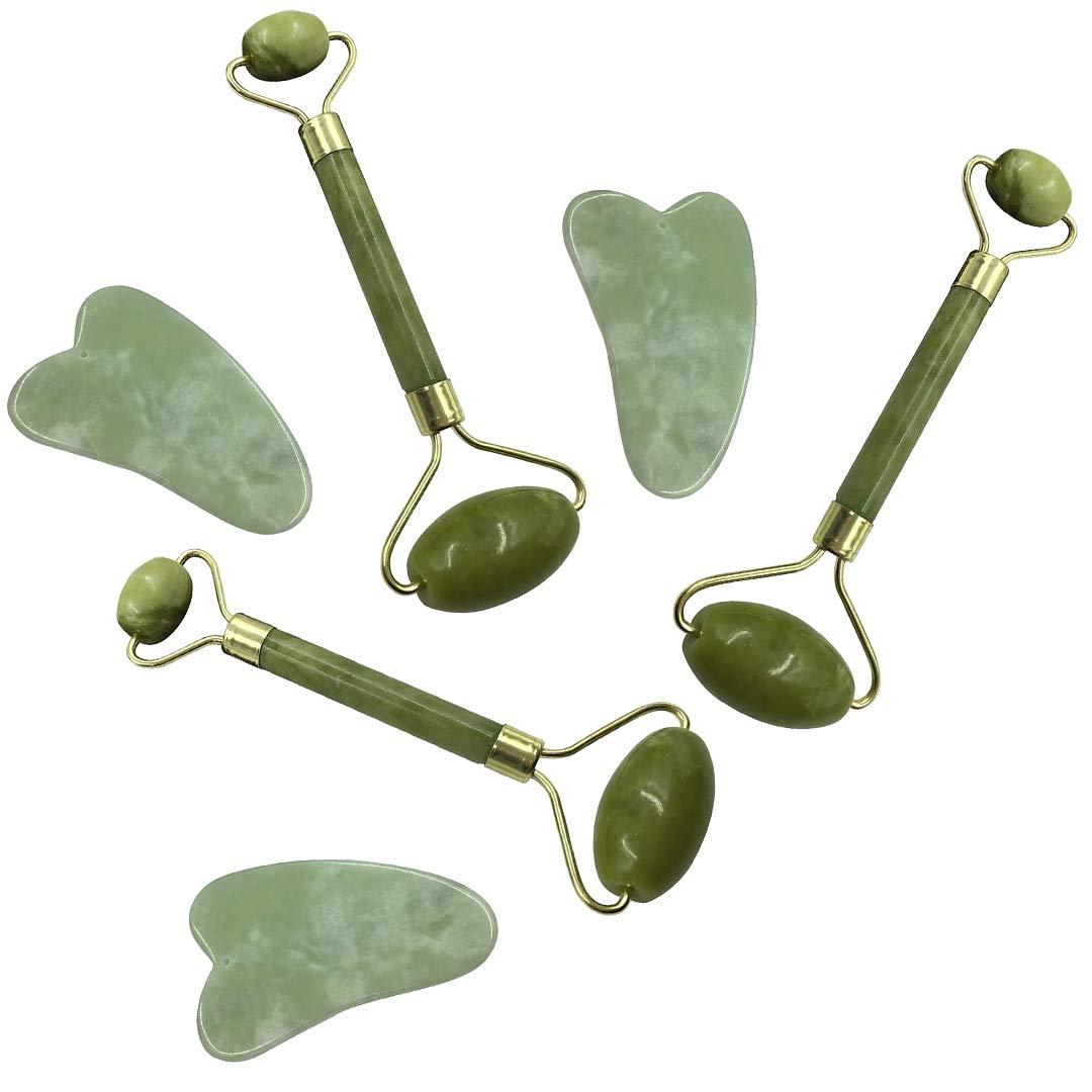 IMPORTIKAAH Importikaah Ice Jade Roller with Gua Sha Scraping Plate Set Anti Aging Massager Traditional Facial Scraper Tool - Pack of 2