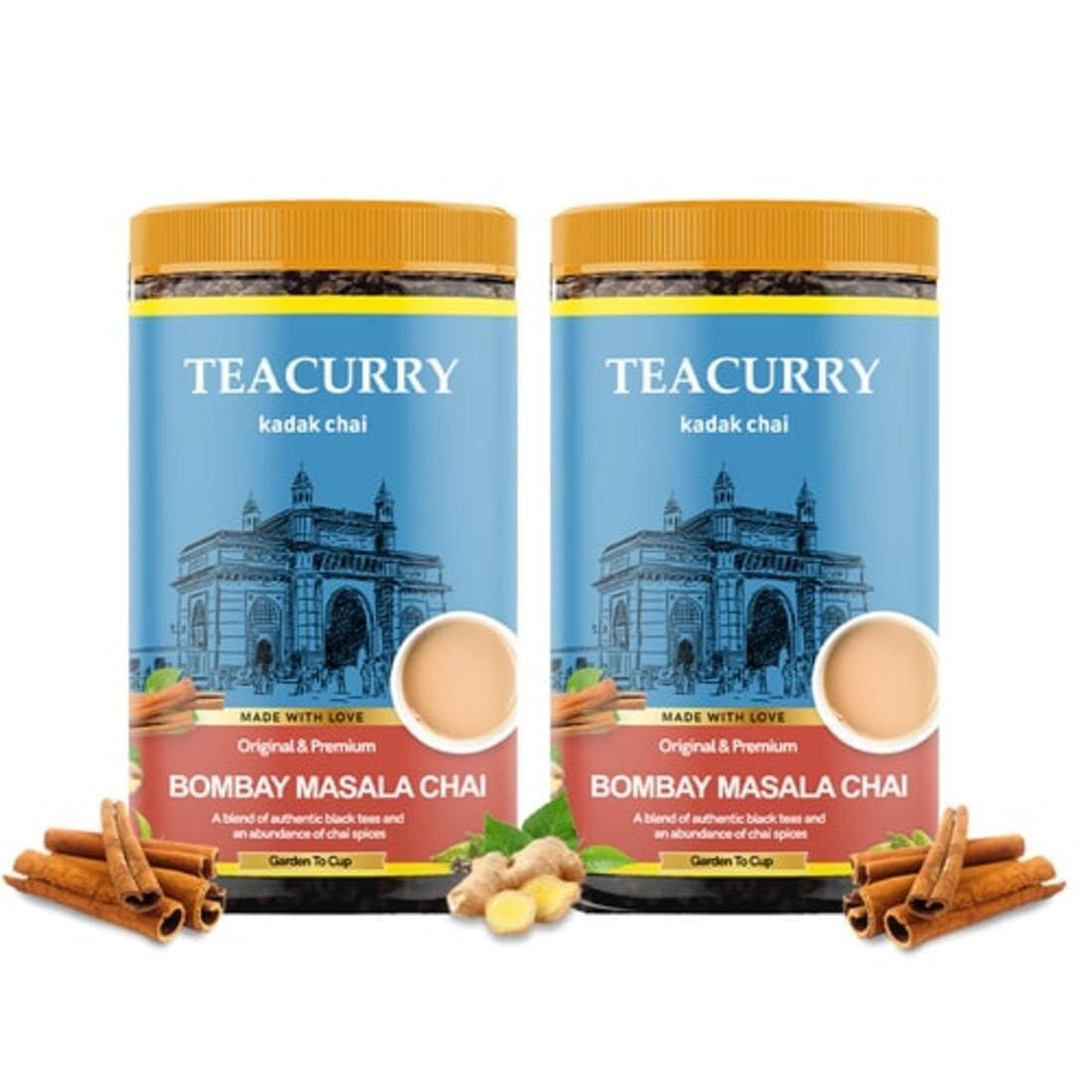 TEACURRY TEACURRY Bombay Masala Chai (200 Grams, 100 Cups) - Mumbai Spiced Tea for Digestion and Immunity - 100% Natural Flavoured Tea with Real Spices | Refreshing & Tasteful Bombay Masala Flavor Chai Tea