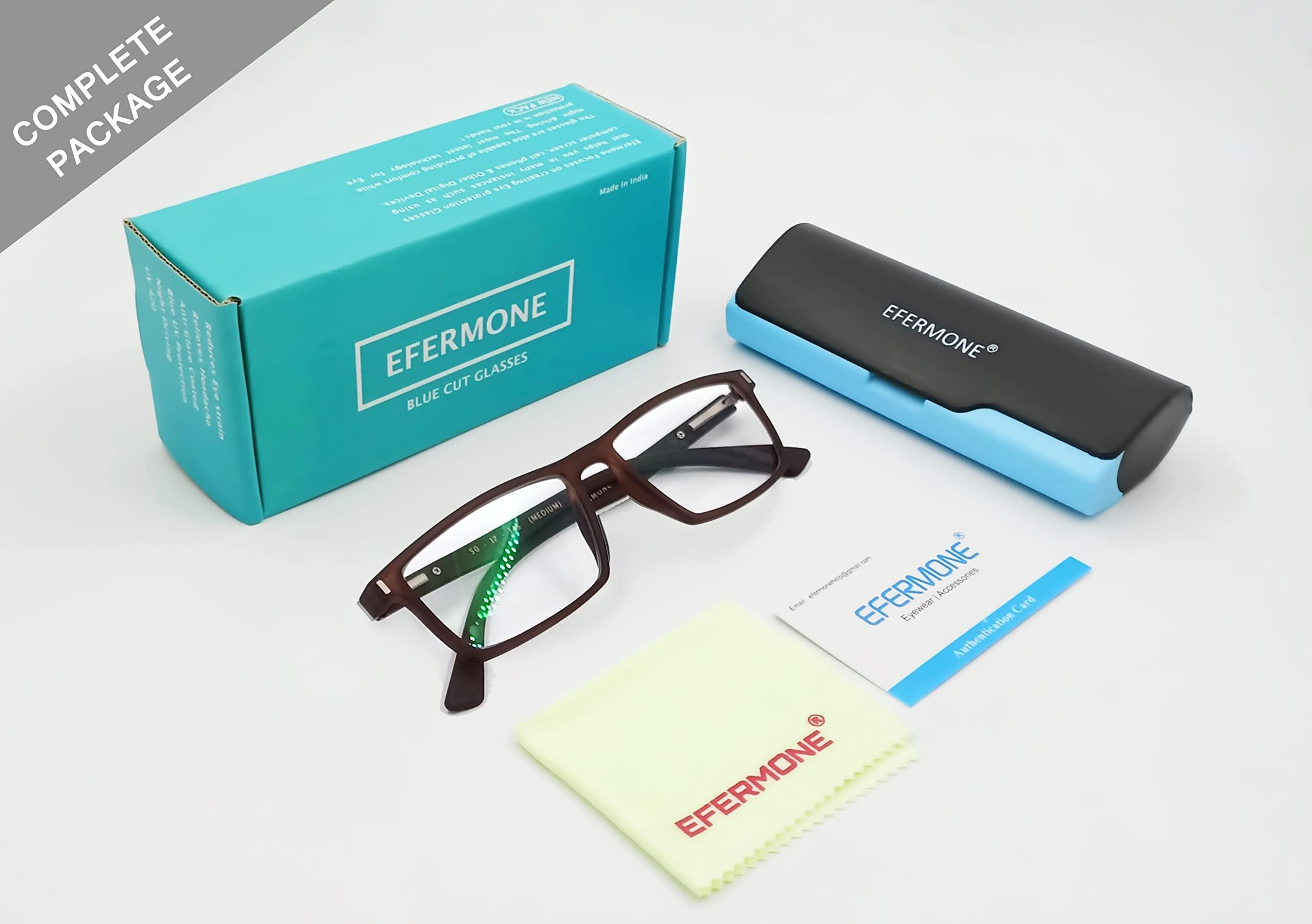 EFERMONE EFERMONE International Edition Blue Cut Computer Eye Protection Glasses For Eye Strain Relief with UV | Anti-Glare | Blue Light Protection Glasses For Laptop,TV, Mobile | Unisex (CHOCO BROWN)