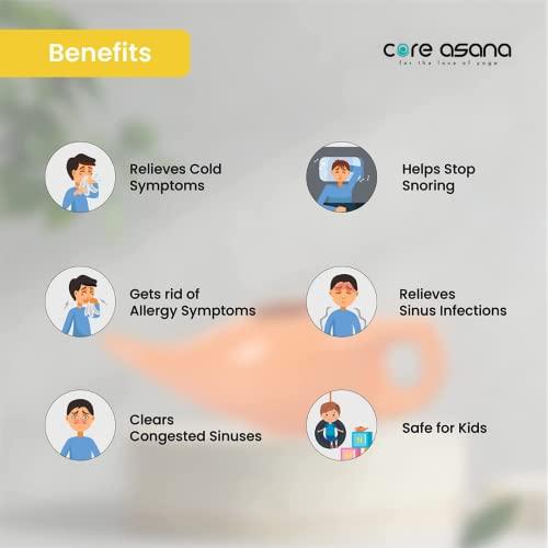 Core Asana Core Asana Ceramic Jal Neti Pot Non-Metallic and Lead Free Comfortable Grip Natural Treatment for Sinus Congestion, Yoga Neti Pot (Amber)