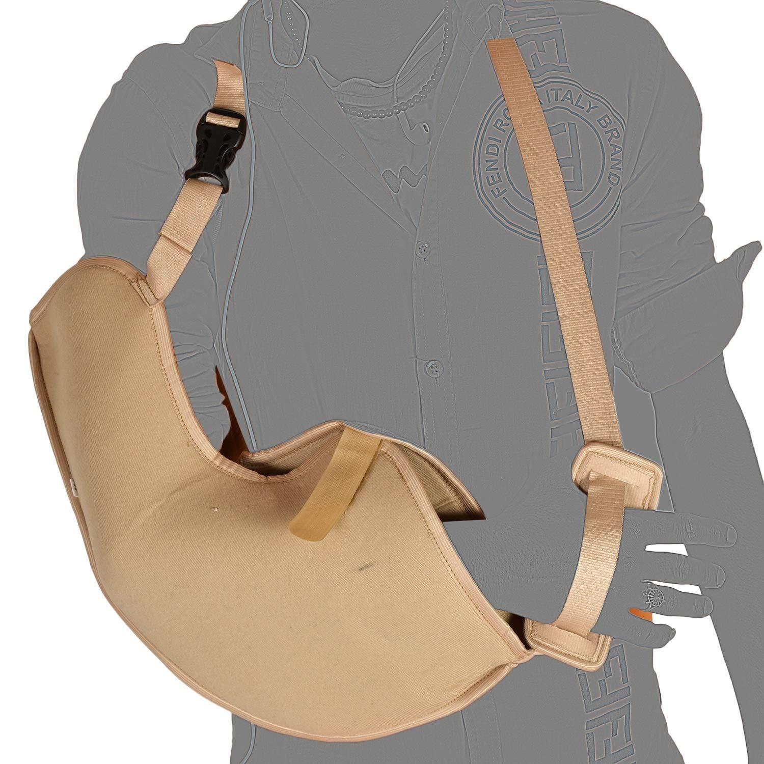 SHOP & SHOPPEE SHOP & SHOPPEE Pouch Arm Sling Breathable Mesh Shoulder/Elbow/Wrist Immobilization Guard Hand Support(Beige) (S)