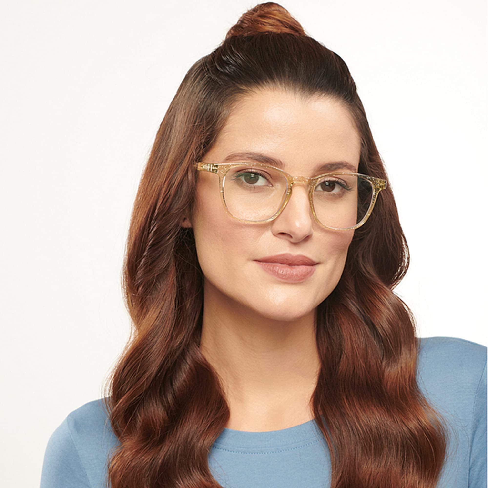 LENSKART BLU LENSKART BLU | Zero Power Blue Cut Computer Glasses | Green Transparent | Anti Glare, Lightweight & Blocks Harmful Rays | UV Protection Specs | Women | Large | LB E14058