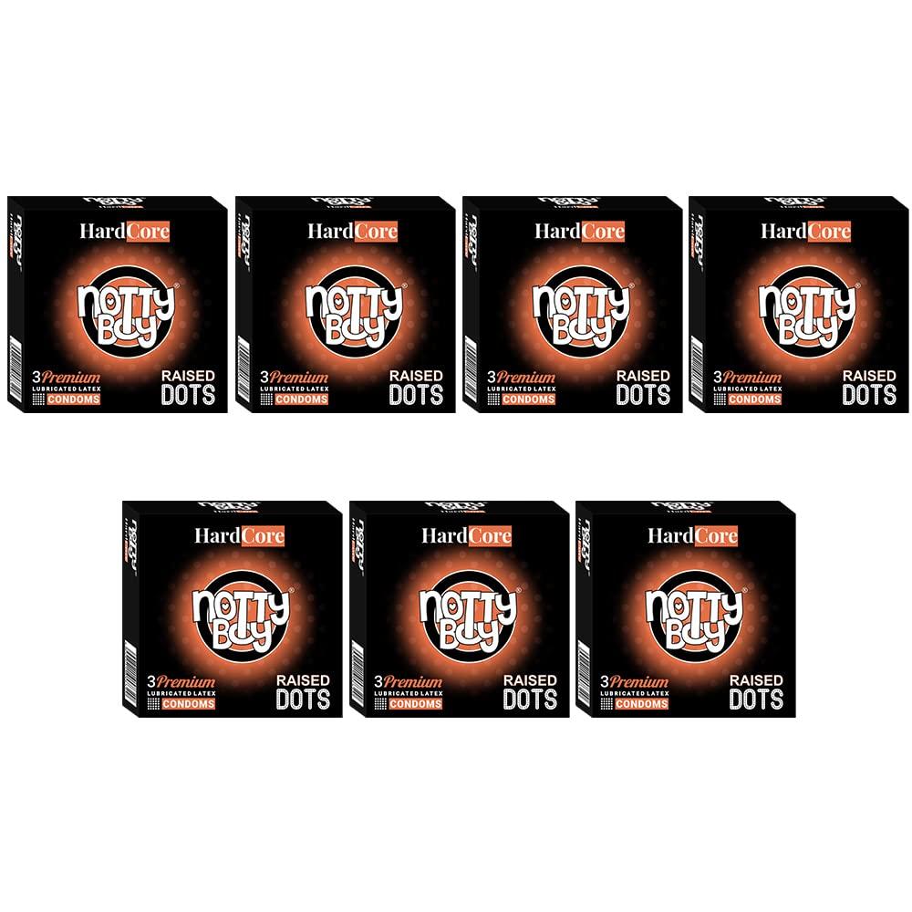 NOTTY BOY NOTTY BOY HardCore Dotted Condom, Big Raised Dots For More Pleasure - 21 Units (Pack of 7)