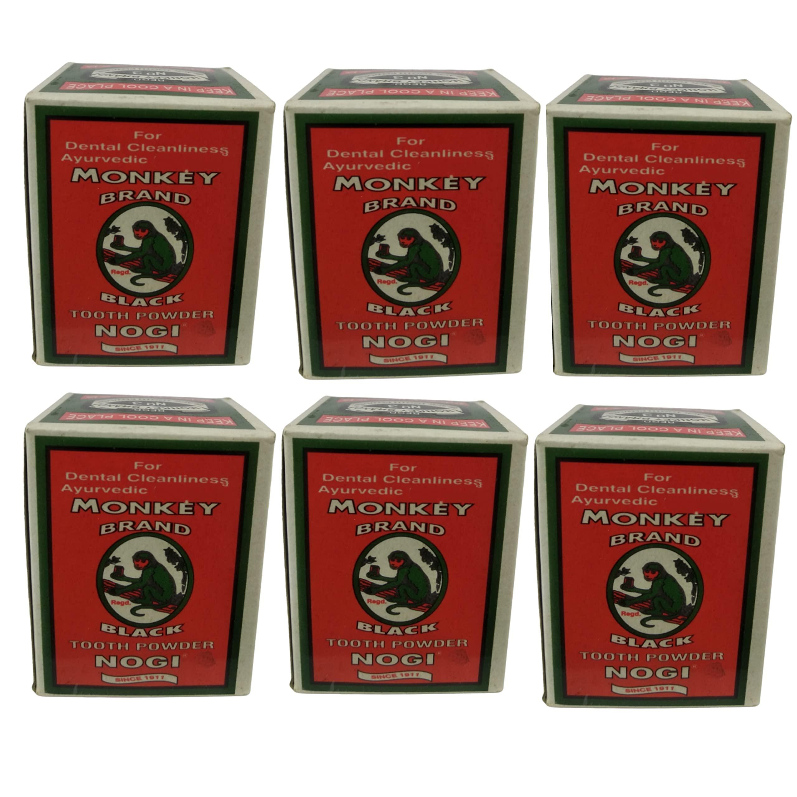 URJUWANI URJUWANI Nogi Monkey Brand Ayurvedic Tooth Powder for Fresh Breath and Improve Your Gum Health Black , 30g (Pack of 6)