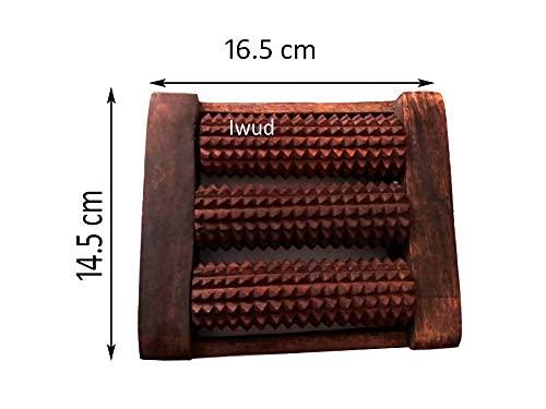 Iwud Iwud Wooden Foot Acupressure 3 Roller Massager Tool (Brown) with a Hand/EYE Acupuncture (Yellow) || wooden foot roller massager