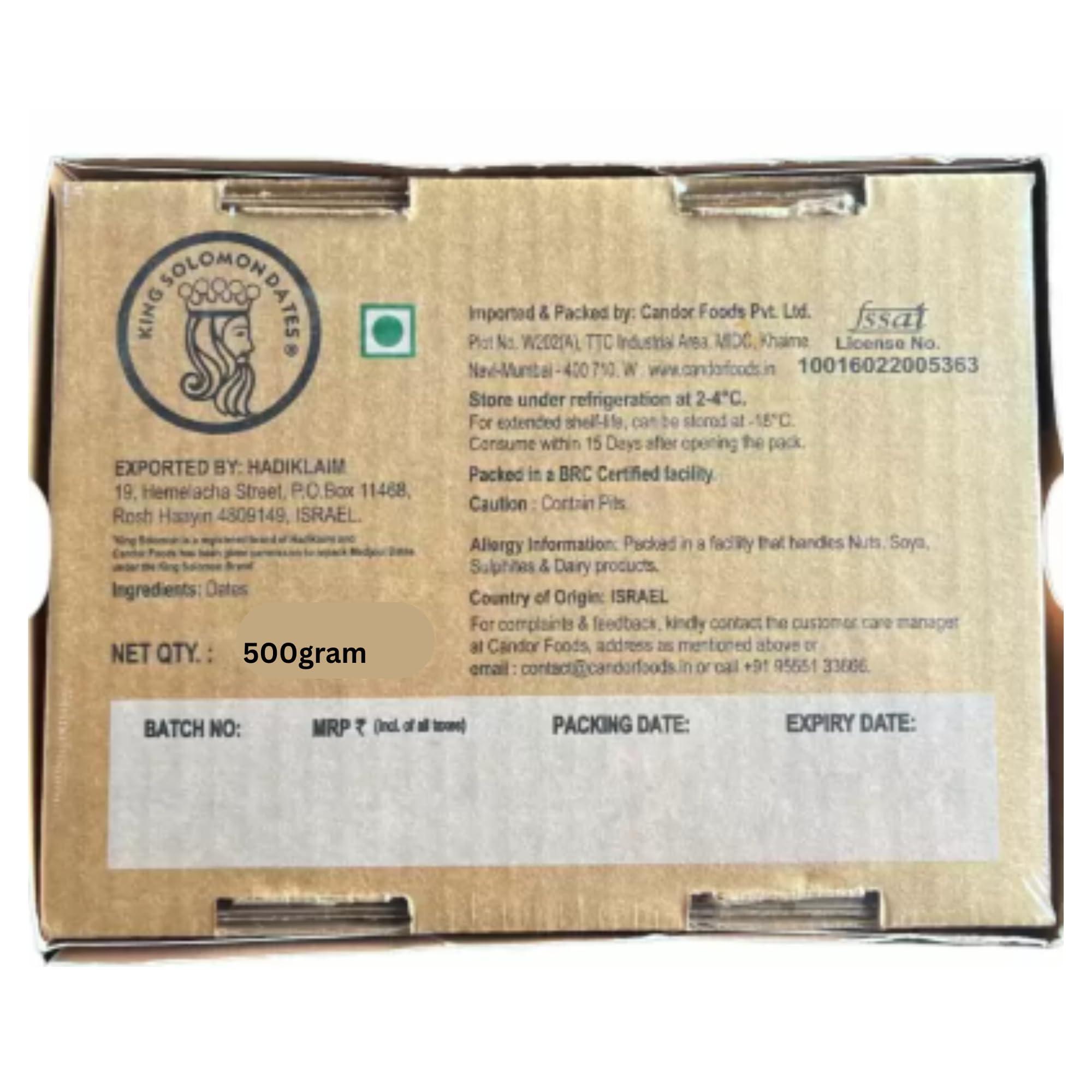 KING SOLOMON DATES KING SOLOMON DATES Medjoul/Medjool Dates | All Natural | No Added Sugar | No Preservatives | Gluten Free | Vegan Plant Based | Non-Gmo | Dates Dry Fruits (Medium, 500.0 Grams)
