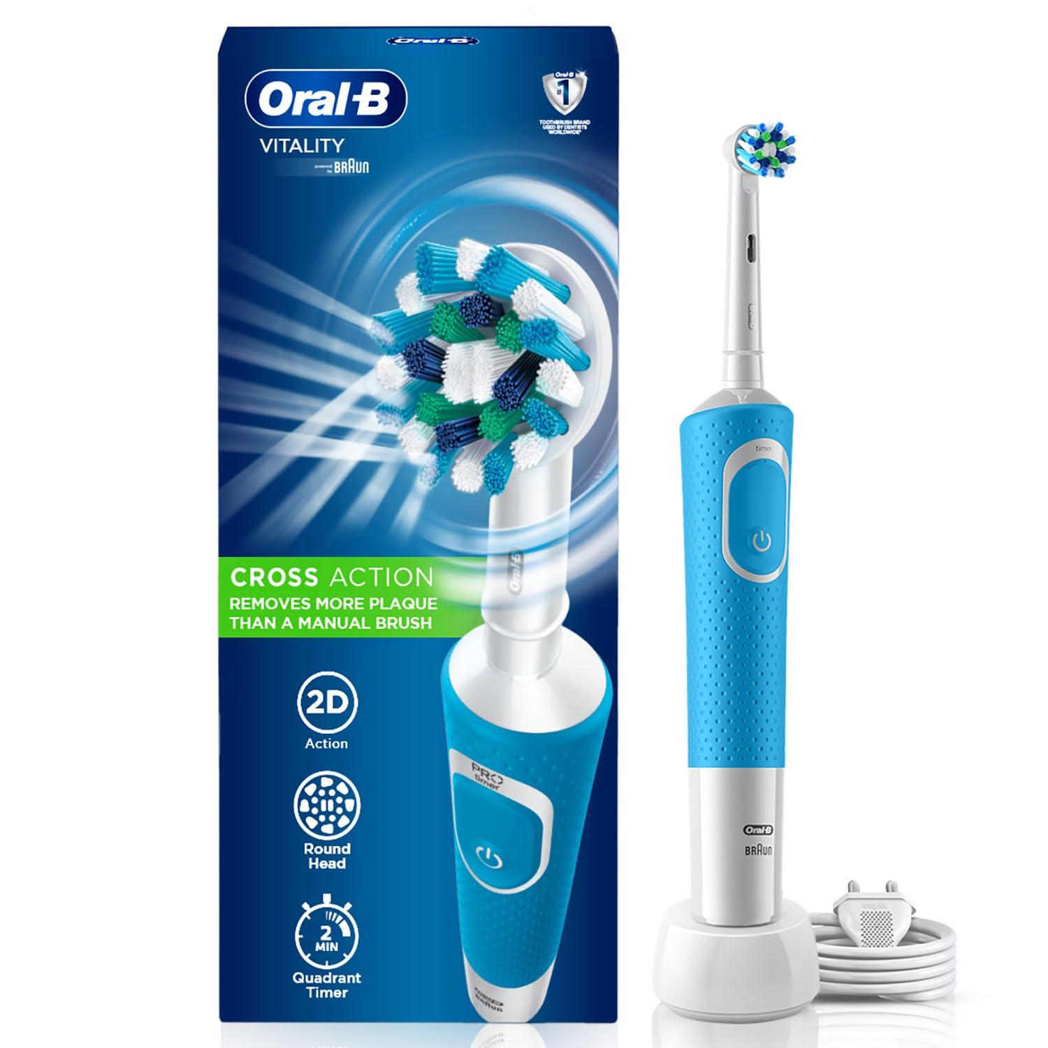 Oral-B Oral B Vitality 100 Blue Criss Cross Electric Rechargeable Toothbrush for adults & Oral B ORIGINAL Sensitive Electric Toothbrush Soft Replacement Brush Heads Pro,Smart Series, 2 refills