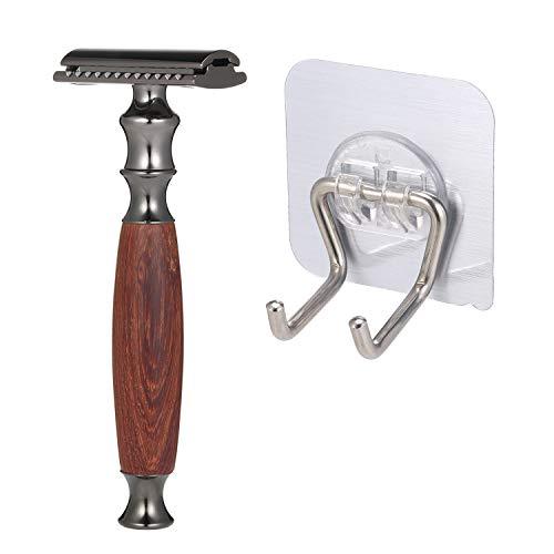 Qnotici Double-Edged Shaving Razor Safety Beard Razor with Long Natural Bamboo Handle Mustache Removal Shaving Tool Fashionable Sustainable and Durable
