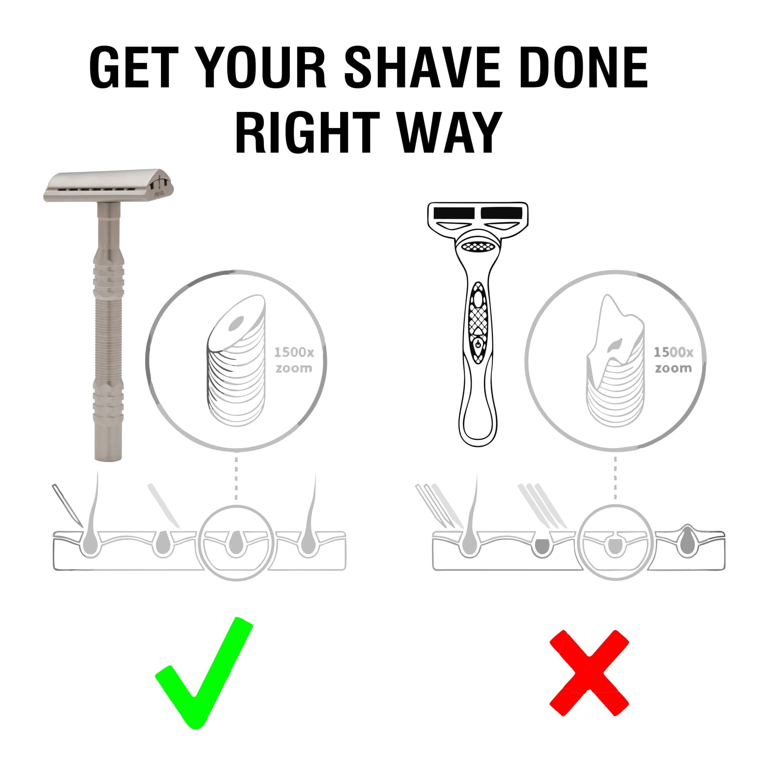 PEARL Premium Pearl Shaving Double Edge Safety Razor for Men- Semi Slant Stainless Steel | Efficient & Gentle Shave for Thick, Wiry Hair Sensitive Skin | L-65 Semi Slant DE Razor | Republic Day Deal