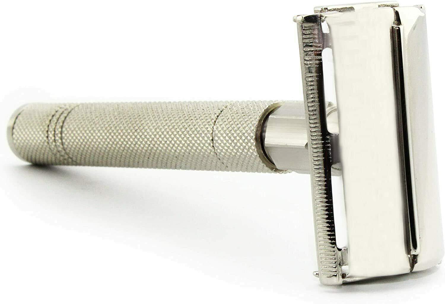 Krisp Beauty Krisp Beauty Long Handled Double Edge Safety Razor, Butterfly Open Men Women Shaving Razor with 5 Premium Shave Blades