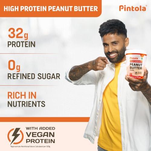 Pintola Pintola American Recipe Performance Series Peanut Butter (Crunchy) - 1kg | Vegan Protein | 32% Protein | High Protein & Fiber