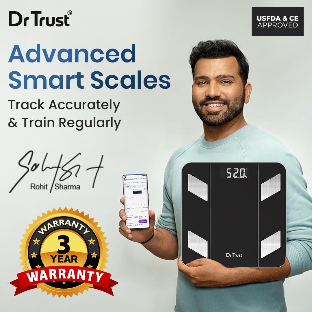 Dr Trust Dr Trust USA Hercules Smart Body Fat Scale & Composition Measurement Device-525, BMI, Personal Weighing Machine Monitor Body Weight & Age, Syncs With Fitness App (Black)