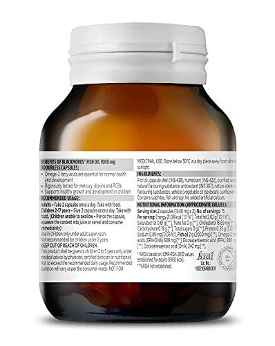 Blackmores Blackmores Odourless Omega 3 Fish Oil 1000mg | Australia's Most Trusted Brand | Supports General Health & Skin Health | No Fishy After-Taste| Pack of 30 Capsules for Men and Women