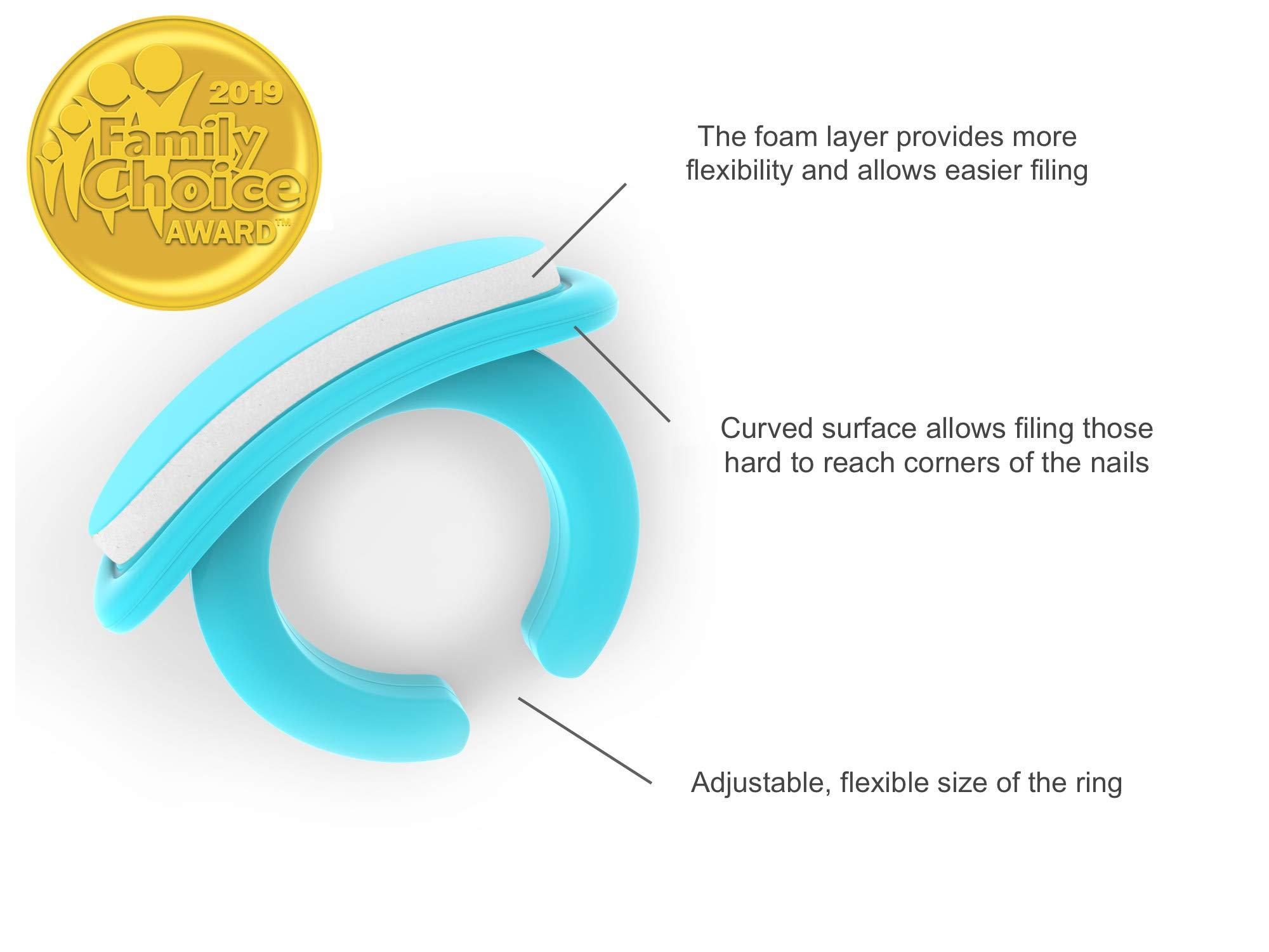 bebon Wearable Baby Nail File with a Ring for Your Finger I Very Useful Baby Nail Care Set for Newborns I 18 Snap-Off Disposable Files/Baby Nail File (0 Months+)