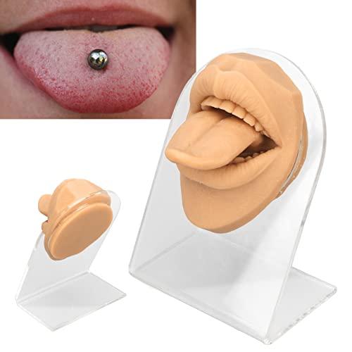 LIANAI Soft Silicone Tongue Model, Mouth Open, Fake Tounge, Flexible Human Tongue Mouth Mold with Teeth, Body Parts for Practicing Piercing Acupuncture Jewelry Display, Simulation Tongue(Skin Color)