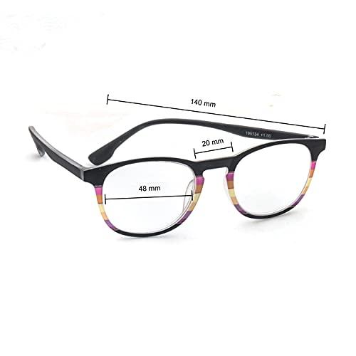 Tiziano Tiziano New Age Reading Glasses with Metal Side (Model: 195134 Black with multi colour +2.75 with Classic Eye shape)