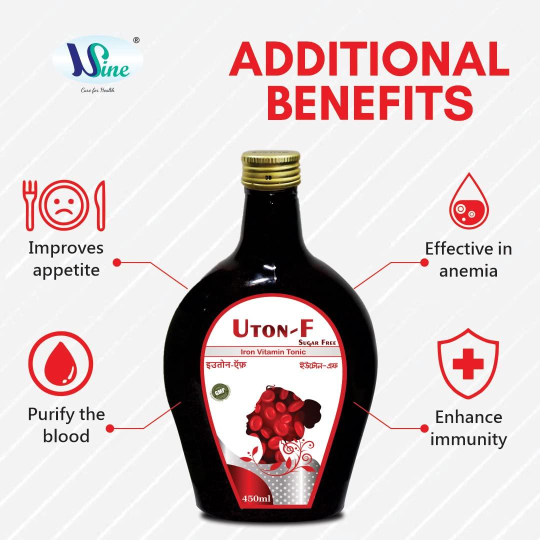 Usine Usine Uton-F Iron Vitamin Syrup (Sugar Free) | Increase Red Blood Cells | Enhance Vitamin & Mineral | Gmp Certified | 100% Ayurvedic - Syrup