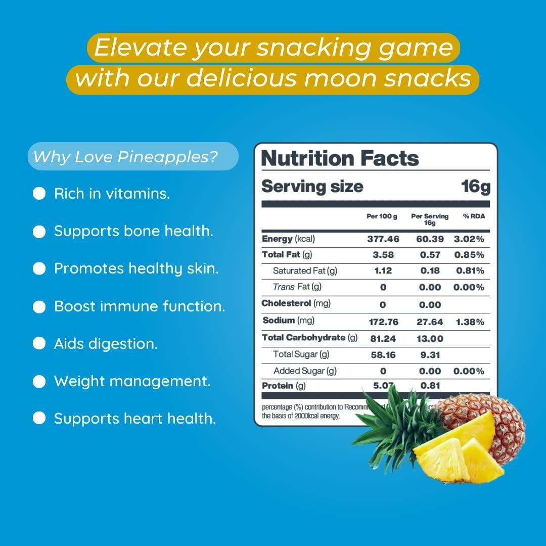 Moon Moon Freeze Dried Pineapple Chips | Healthy Pineapple Snack | 100% Natural, Vegan, No Preservatives, No Added Sugar | 16 Gm | Moon_Pineapple_Chips | (16Gm) Pack of 3