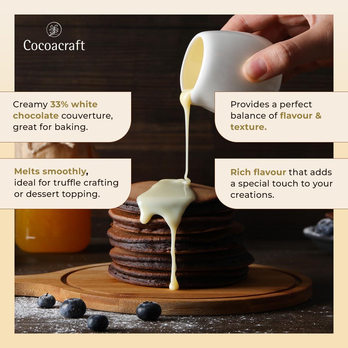 COCOACRAFT Cocoacraft 33% White Chocolate Couverture (210g) White Chocolate Baking Bar | 100% Natural | Handmade Artisinal Couverture Chocolate from Kerala | Used for baking and decoration