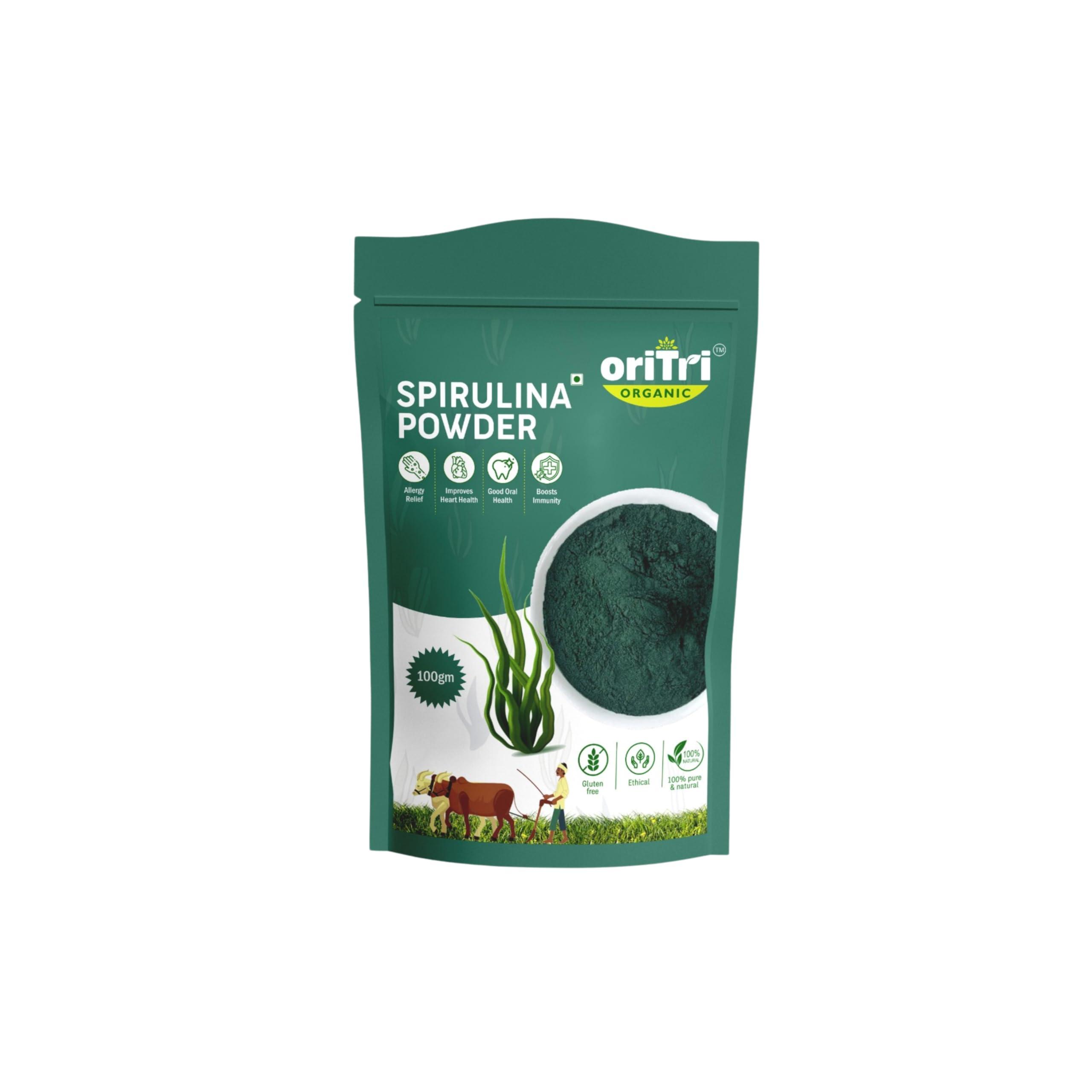 Oritri Organic Oritri Organic Wheat Grass Powder & Spirulina Powder: Nature\'s Powerhouse to Manage Blood Sugar, Immunity, Detox & Reduce Inflammation (Combo Pack)