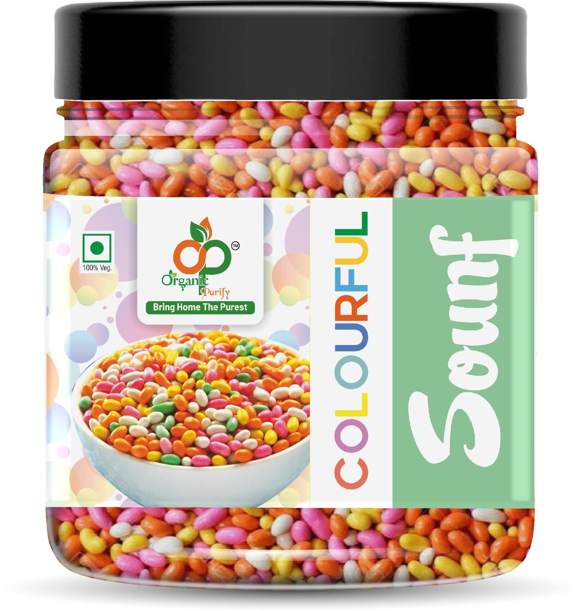 ORGANIC PURIFY Organic Purify Sugar Coated Fennel Seeds/Fennel Candy/Sugar Coated Saunf, Mouth Freshner Jar Pack 400g