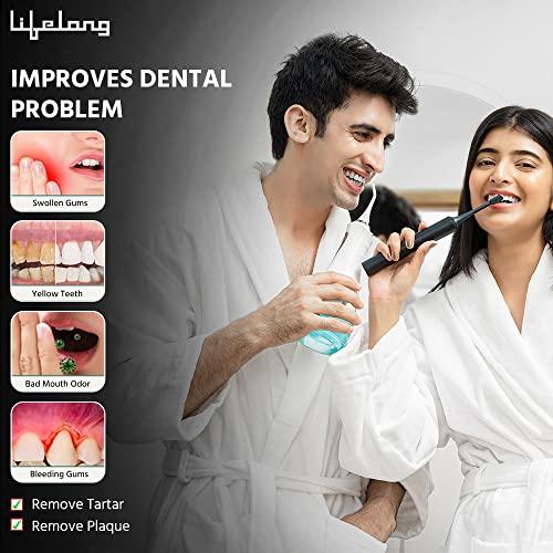 Lifelong Lifelong Electric Toothbrush with UV sealed Sterilization|Free Clove Dental Care Plan|3X Plaque Removal | Ideal for Sensitive Gums & Teeth, Fresh Breathe & Brighter Smile |1 Handle,2 Brush Heads,1 Charging cable,1 tongue cleaner| Upgrade to Advanced