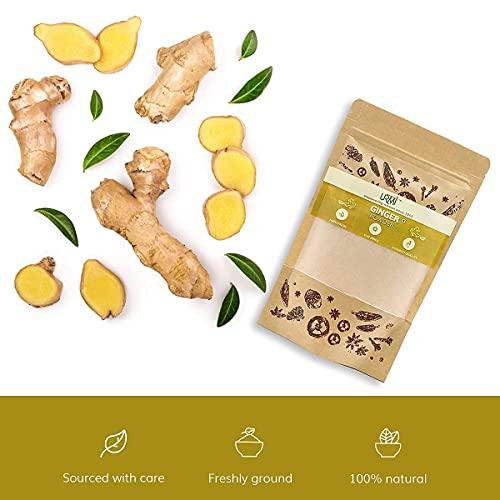URMI URMI Dry Ginger Powder | Freshly Ground Adrak Powder | Saunth Powder | Ginger Root Powder | Powdered Ginger for Tea | 250 Grams