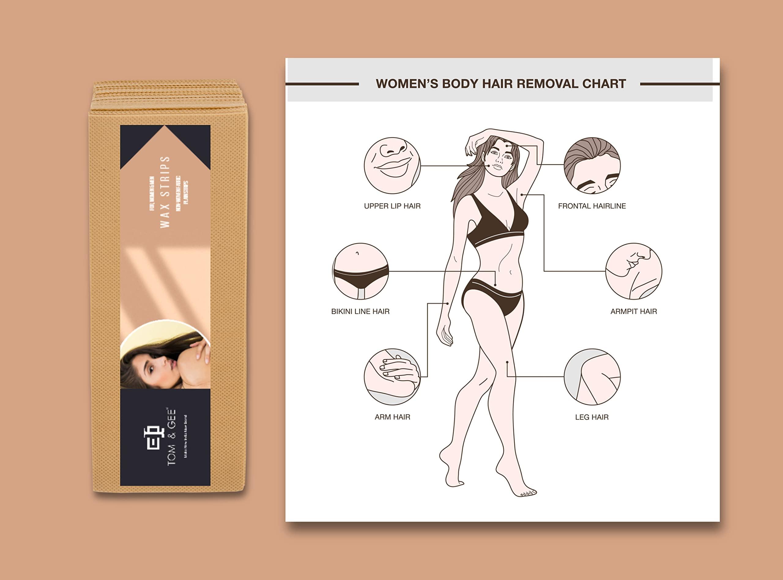 Tom & Gee Tom & Gee Plain Waxing Strips - Without Wax for Leg-Women (3\" X 9\", Beige Color),140 Count