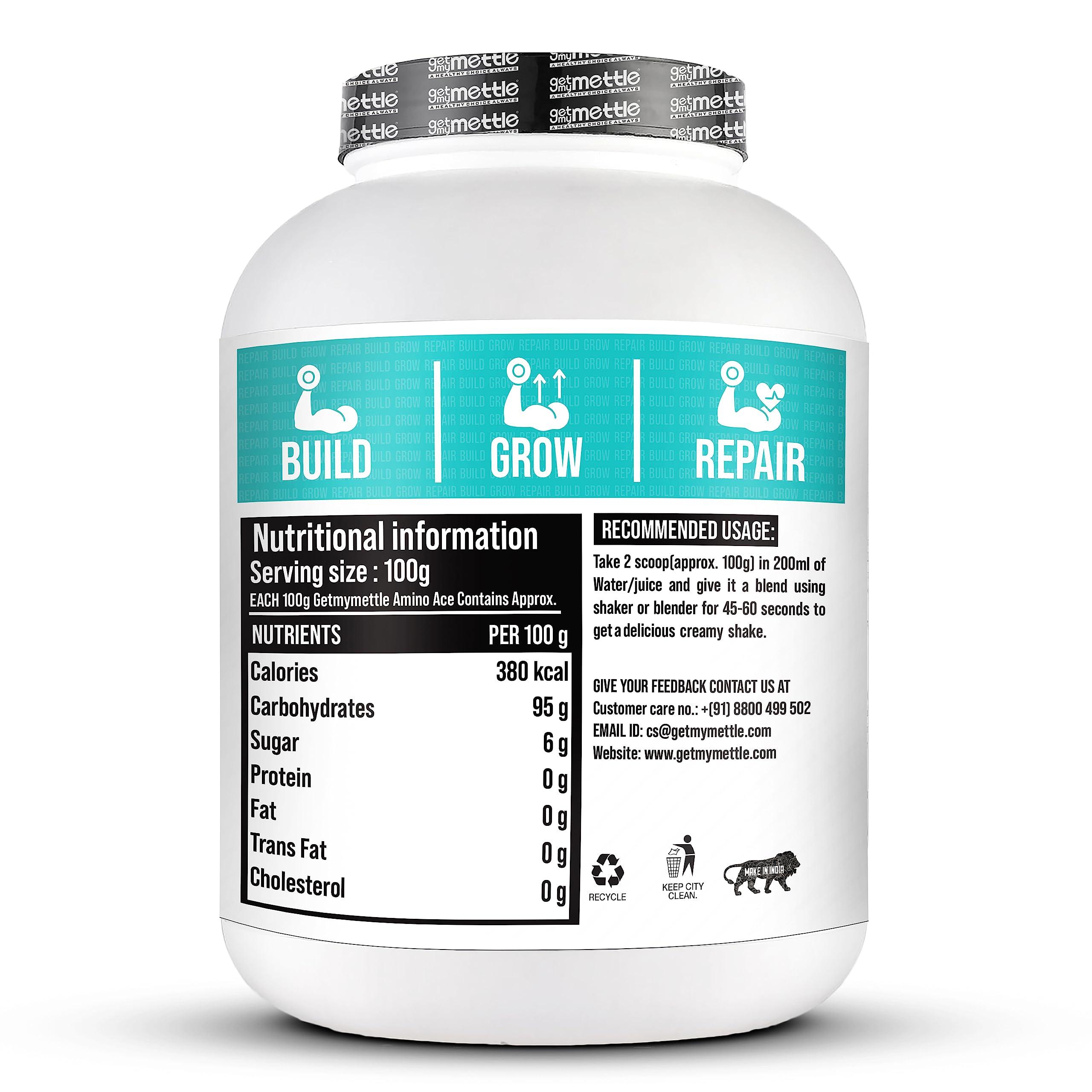 swasthum Mettle Amino Ace Formulae Carbs blend | Performance fuel (Mystic Mango,2kg)