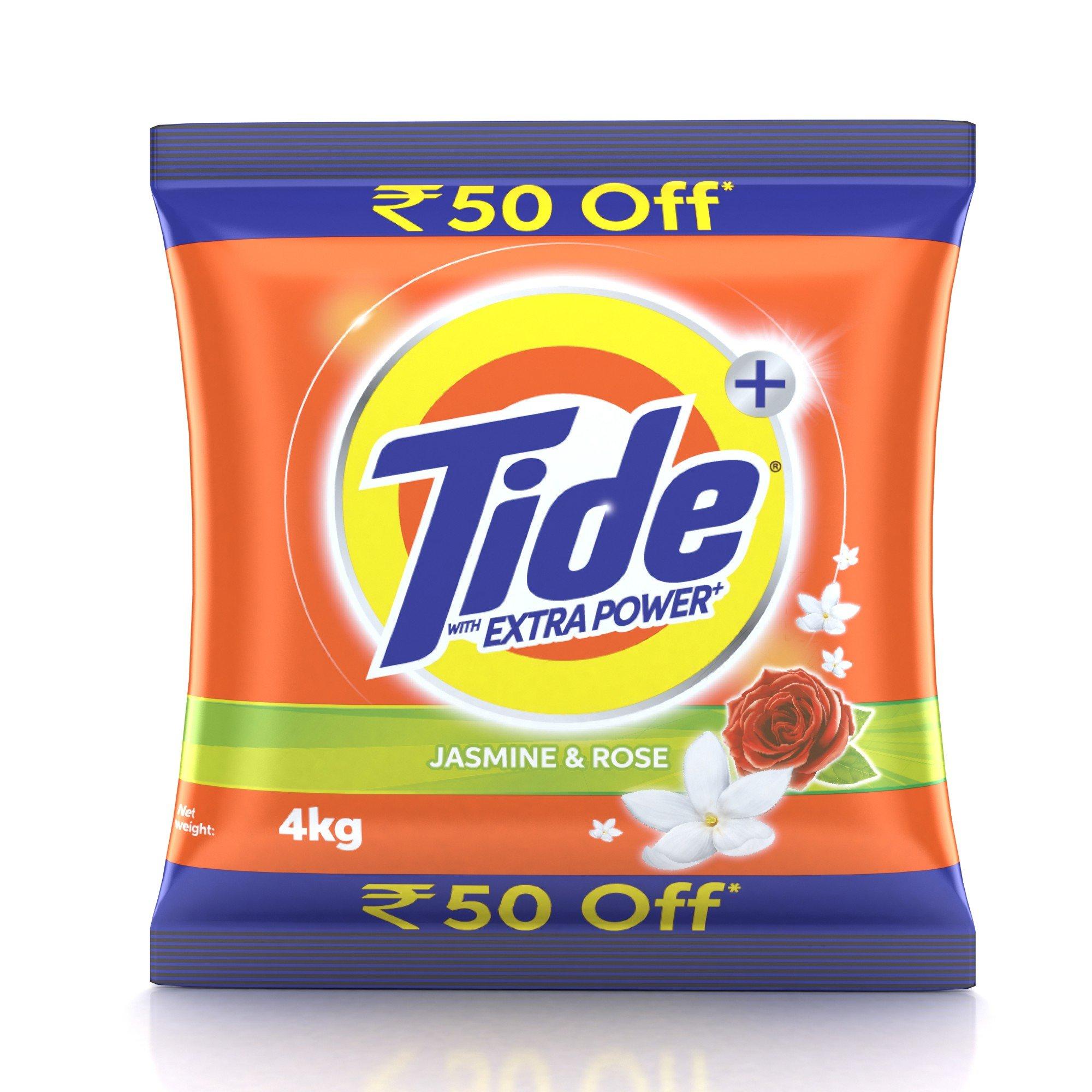 Tide Tide Plus Extra Power Detergent Washing Powder - 4 Kg (Jasmine And Rose), Pack of 1