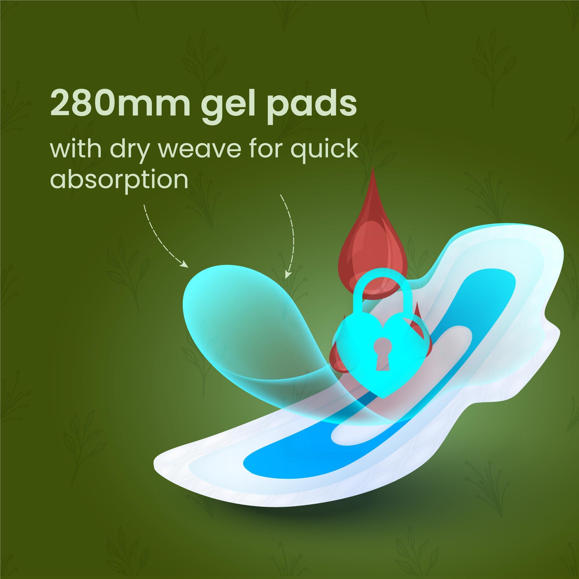 SAMPURNAA Wings Gel Sanitary Napkin Pad | Ultra Clean Sanitary Pads for Women with Hygiene & Comfort | Soft Wings| Dry Top Sheet | Suitable for Heavy Flow and Odor-Free Protection - 280 mm Long| Pack of 30 pices |