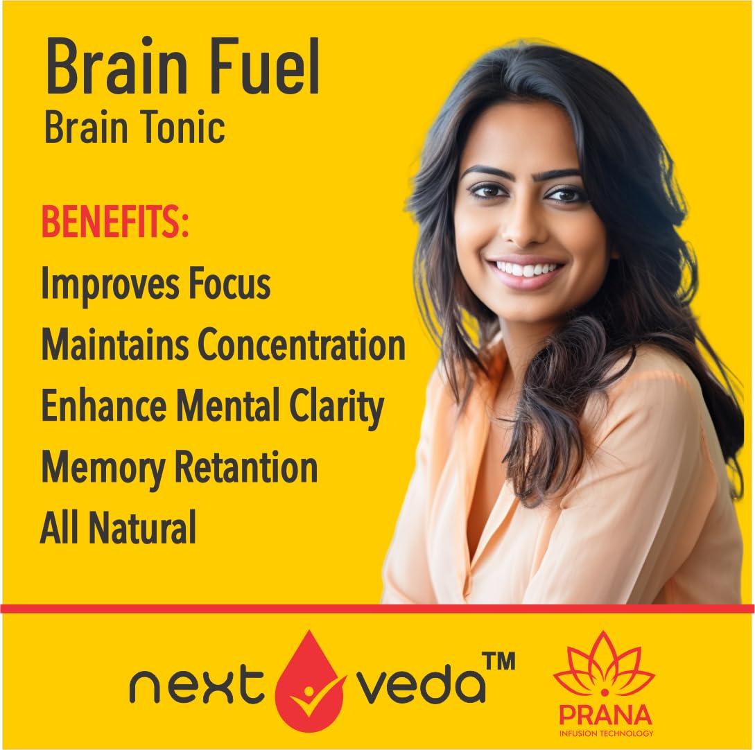 next veda Nextveda Ayurvedic Brain Fuel Food Supplement Spray Concentration (30ml) | Prana Infusion Technology Made Natural Oral Spray For Enhanced Focus | Memory Retention