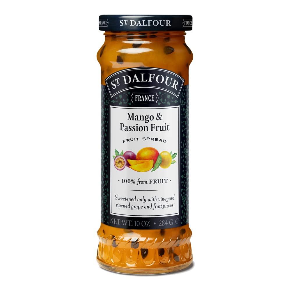 St DALFOUR ST. DALFOUR Mango & Passion Fruit Fruit Spread 284 G | No Added Sugar | 100% From Fruit | No Added Preservatives, Colours, Flavors Or Sweeteners | No Corn Syrup | Traditional French Recipe