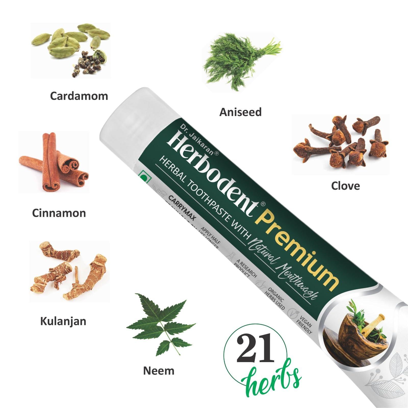 Herbodent Herbodent Premium Gingivitis Prevention Toothpaste-165G Pack Of 1|A Unique Blend Of 21 Herbs Like Neem, Clove, Cinnamon, Cardamom With Natural Mouthwash-No Paraben, No Fluoride, No Saccharin