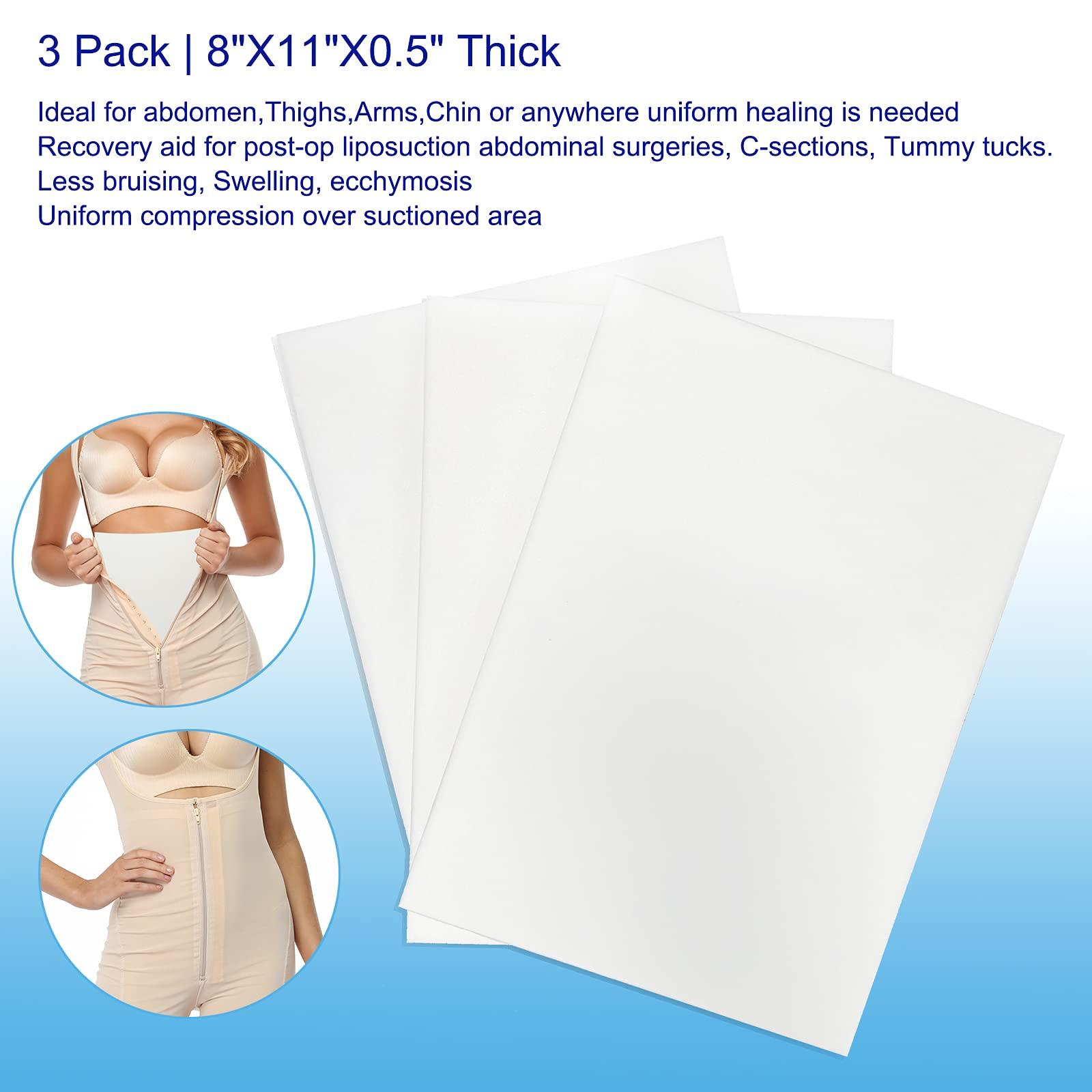Moolida 3 Pack Lipo Foam - Post Surgery Ab Board for Use with Post Liposuction Surgery Flattening Abdominal Compression Garments Liposuction Foam pads for Recovery 8\"X11\"