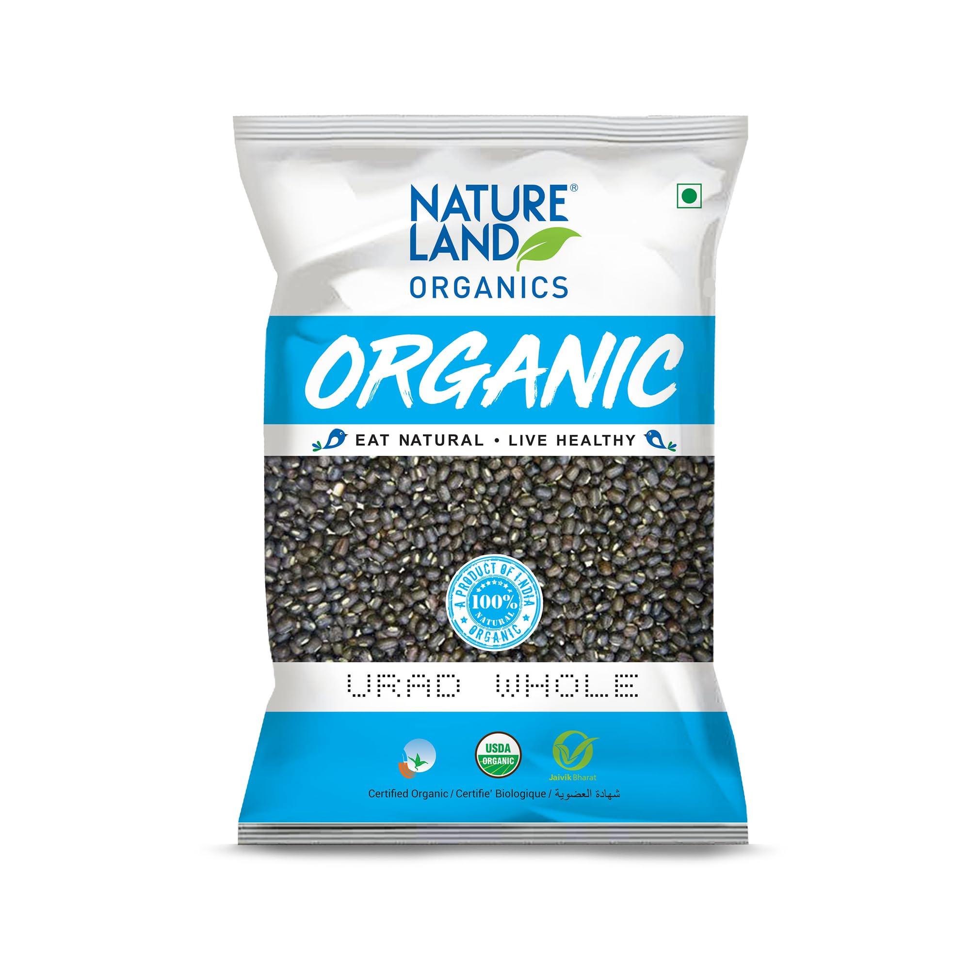 NATURELAND ORGANICS Natureland Organics Urad Whole / Sabut / Urad Kali Daal 1 Kg - Organic Healthy Pulses
