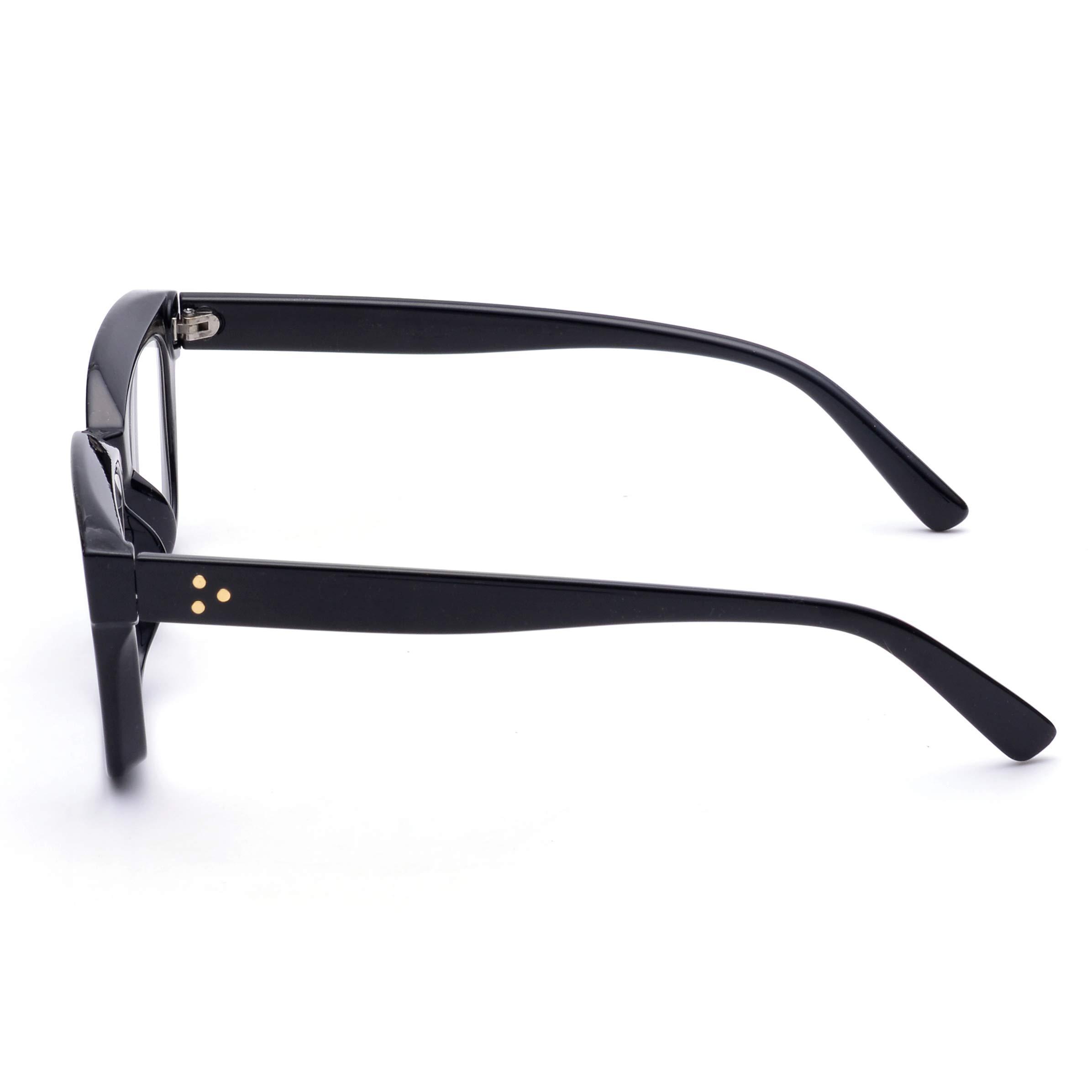 ZUVGEES ZUVGEES Retro Style Square Reading Glass Big Eyeglass Frames Large lens 50mm (Black, 1.50)