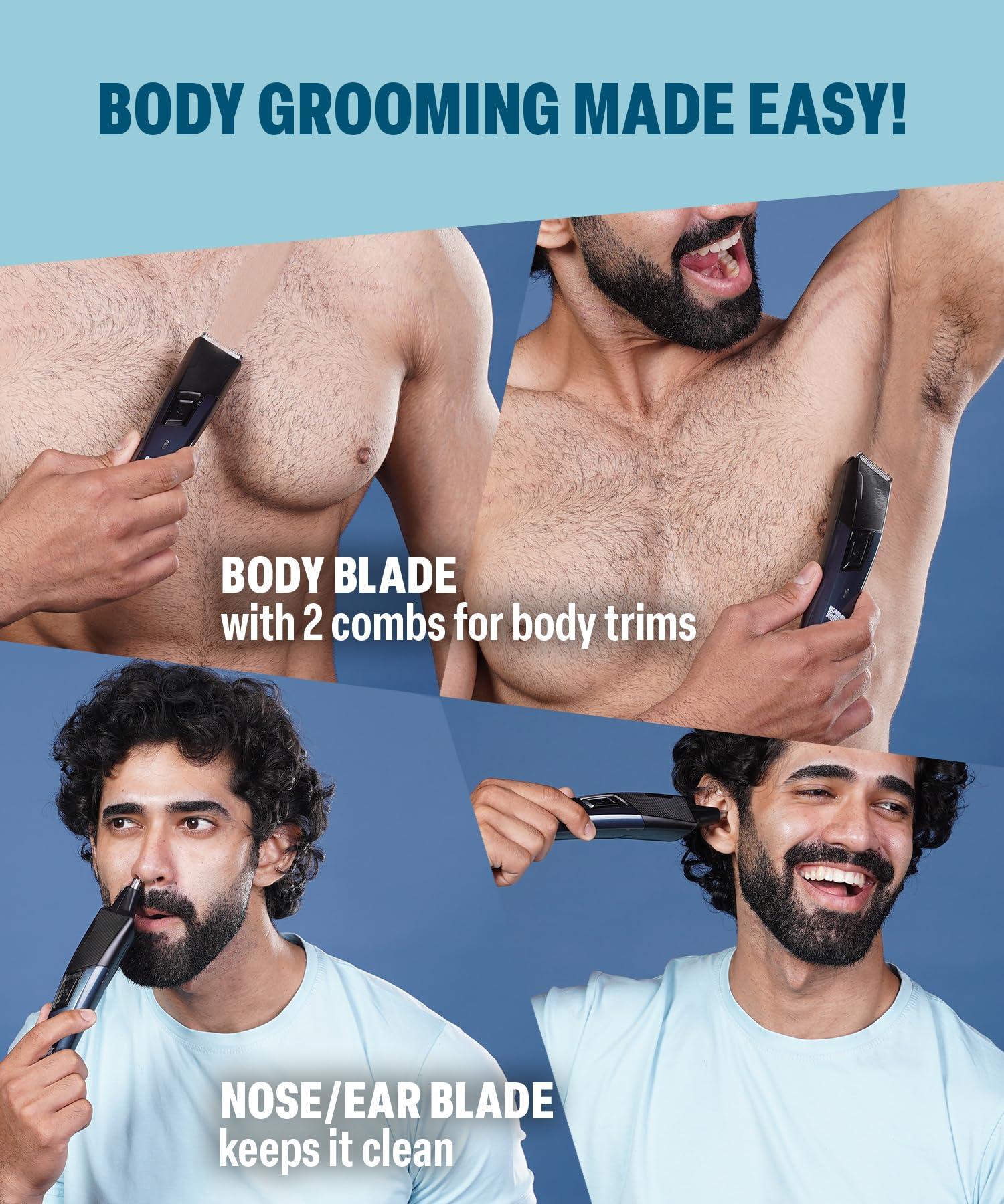 Bombay Shaving Company Bombay Shaving Company 11 in 1 Trimmer Men | All in One Full Body Trimmer for Men | 90 Min Charge time | 90 mins run time | Hair, Ear, Beard, Body, Nose Trimmer for Men | Type C charging | Power Groomer (New Model)