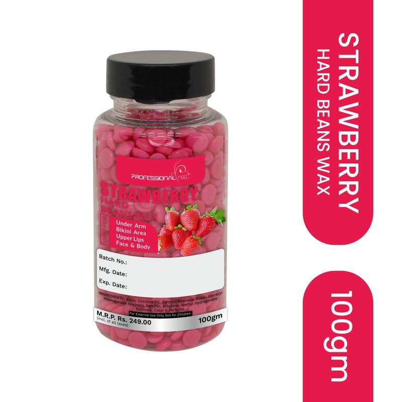 PROFESSIONAL FEEL PROFESSIONAL FEEL Body Wax Beans - Best for Painless Hair Removal, Waxing for Face, Eyebrow, Back, Chest, Bikini Areas, Legs Easily At Home - 100 Grams (STRAWBERRY) |