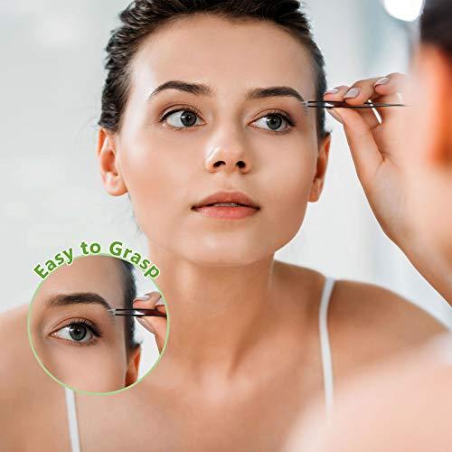 Mudder 3 Pieces Tweezers for Ingrown Hair Stainless Steel Pointed Blackhead Remover Precision Eyebrow and Splinter Removal Tweezers (Black)