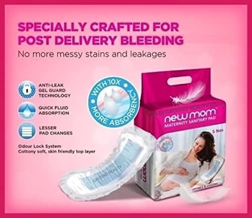 TUNSECHY TUNSECHY (Set of 25) New Mom Disposable Maternity Sanitary Pads for Women. 20 Medi pads for Medium Flow (450ml) + 5 XXXL size New Mom Panty Pad Fixator (washable and reusable) New Post Pregnancy Kit