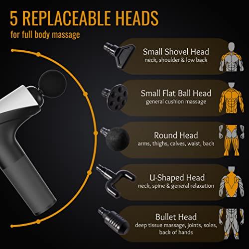 HealthSense Healthsense Massage Gun Machine for Pain Relief | Deep Tissue Percussion Full Body Massager | 5 Massage Heads | High Torque Motor | Lightweight with Non-Slip Handle |1 Year Warranty HM 280