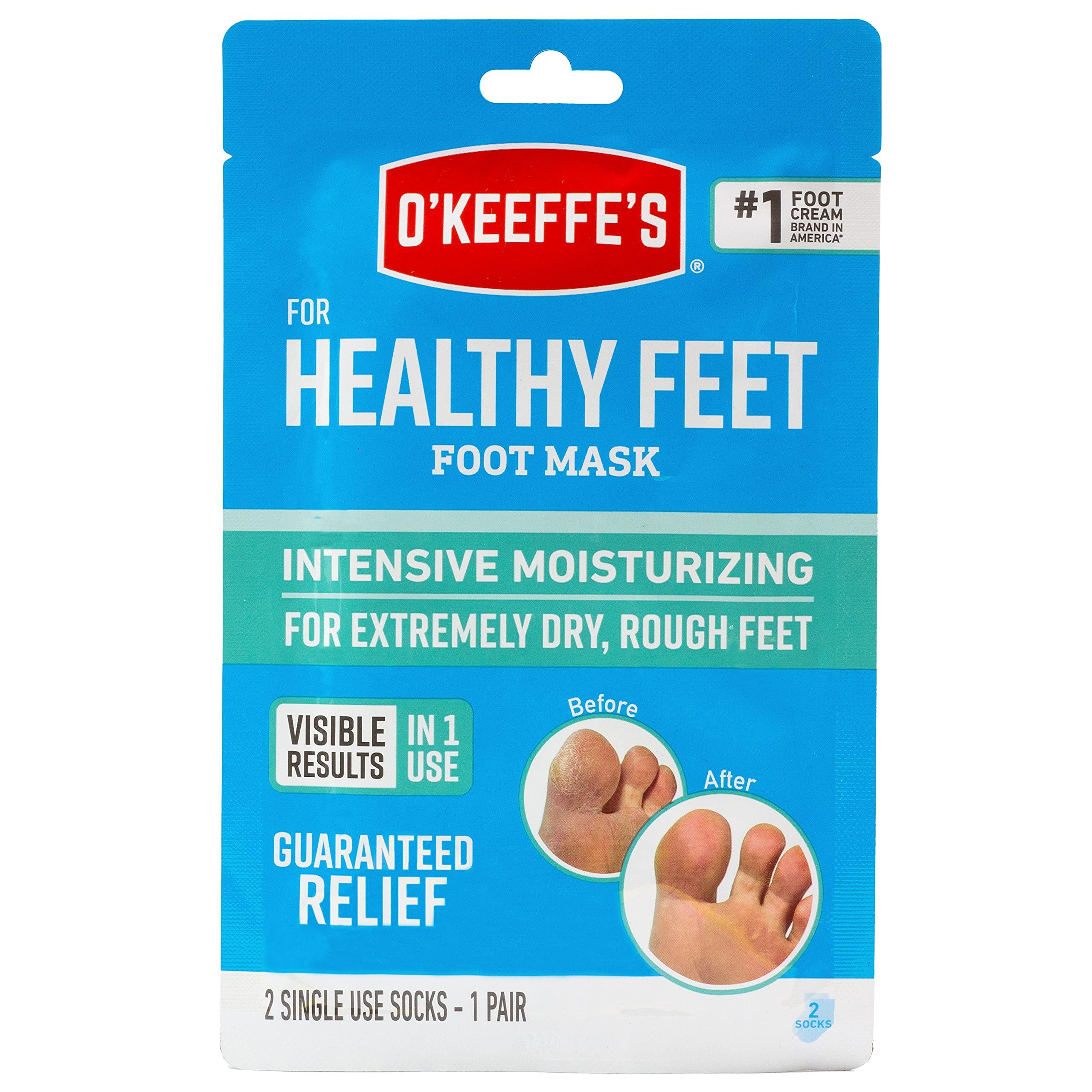 O'Keeffe's O'Keeffe's for Healthy Feet Intensive Moisturizing Foot Mask, Guaranteed Relief for Extremely Dry, Rough Feet, One Pair Single-Use Hydrating Foot Mask Socks, (Pack of 2)
