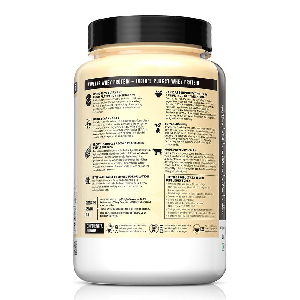 avvatar avvatar PERFORMANCE WHEY PROTEIN | 1KG | Belgain Chocolate Flavour | 22g Protein | 28 Servings