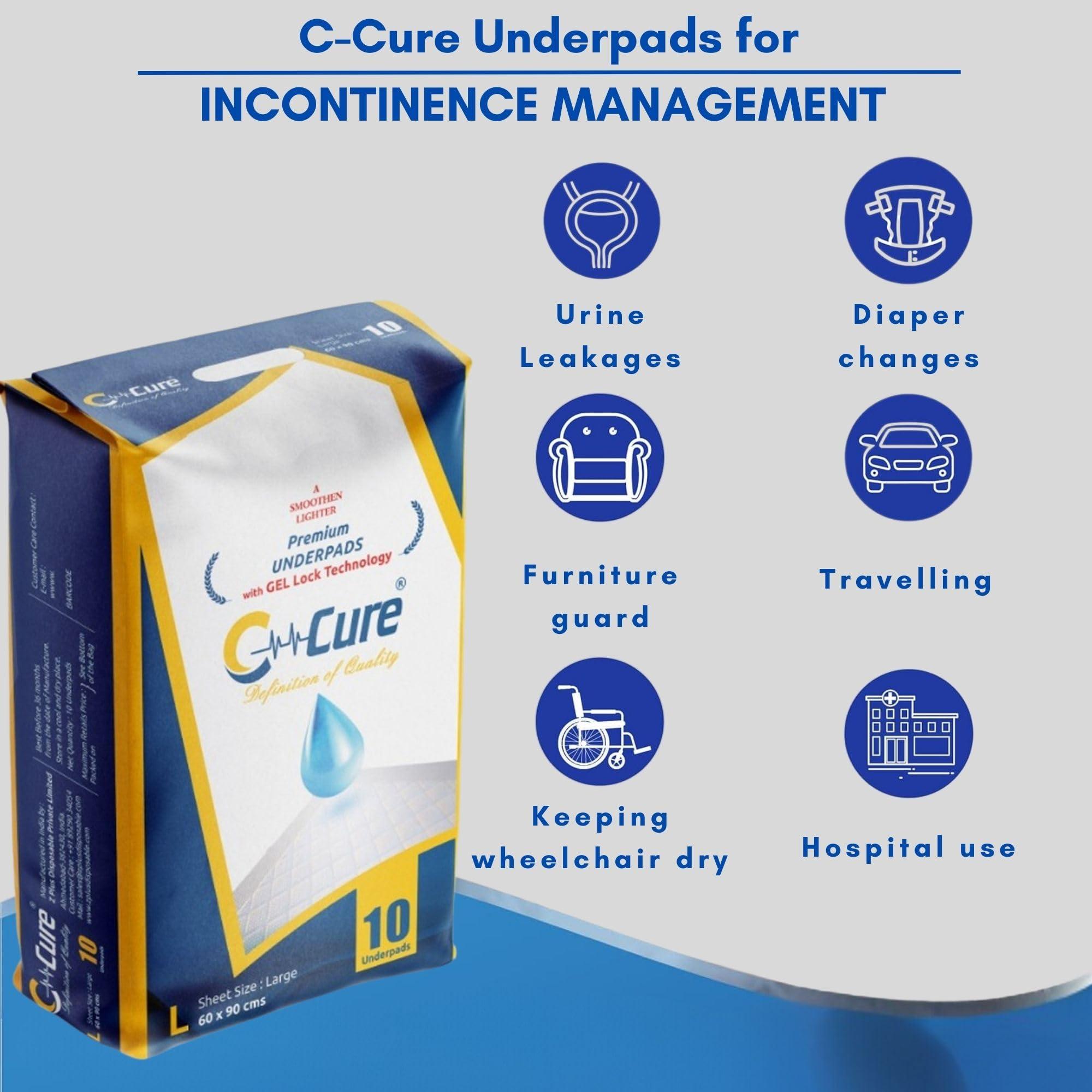 C- Cure Definition of Quality C-Cure Premium Disposable Underpads for baby and under sheet for adult patients. 60x90 Large bed pads essential bed ridden patient accessory Pack of 40 pcs