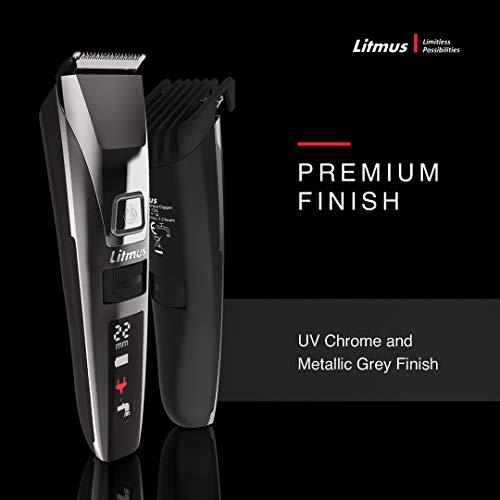 Litmus LITMUS Stubble Pro Corded and Cordless Waterproof Beard Trimmer with Digital LED Display and Fast Charging, 60 Mins Run Time (Black and Grey)