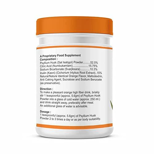 Nature Vit NatureVit Orange Flavour Psyllium Husk Powder, 100g | Isabgol | Effective for Constipation, Ayurvedic Formula, Non-habit forming, High Effervescence